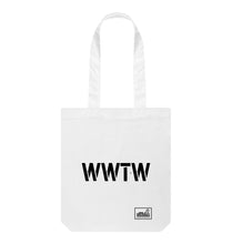 Load image into Gallery viewer, White WWTW Stencil Tote Bag
